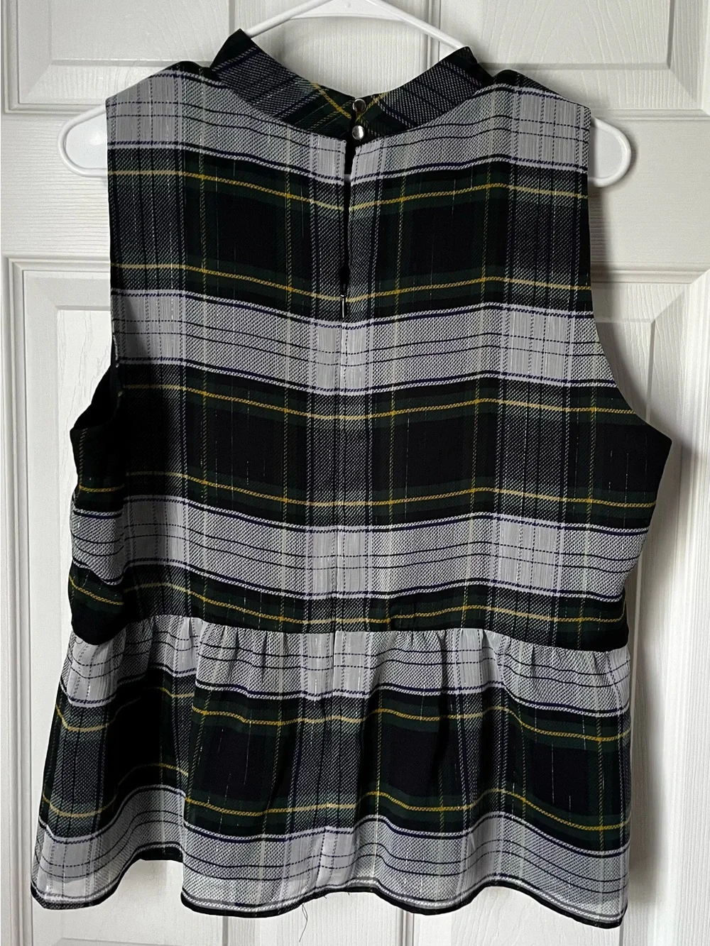 J. Crew Sleeveless Peplum Top in Gilded Highland Tartan Plaid